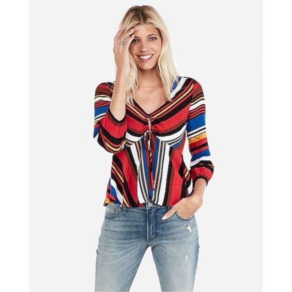 NWT EXPRESS Striped Boho Blouse SZ XL